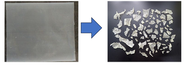 コンポスト試験時の生分解性ポリエステルフィルム分解の様子